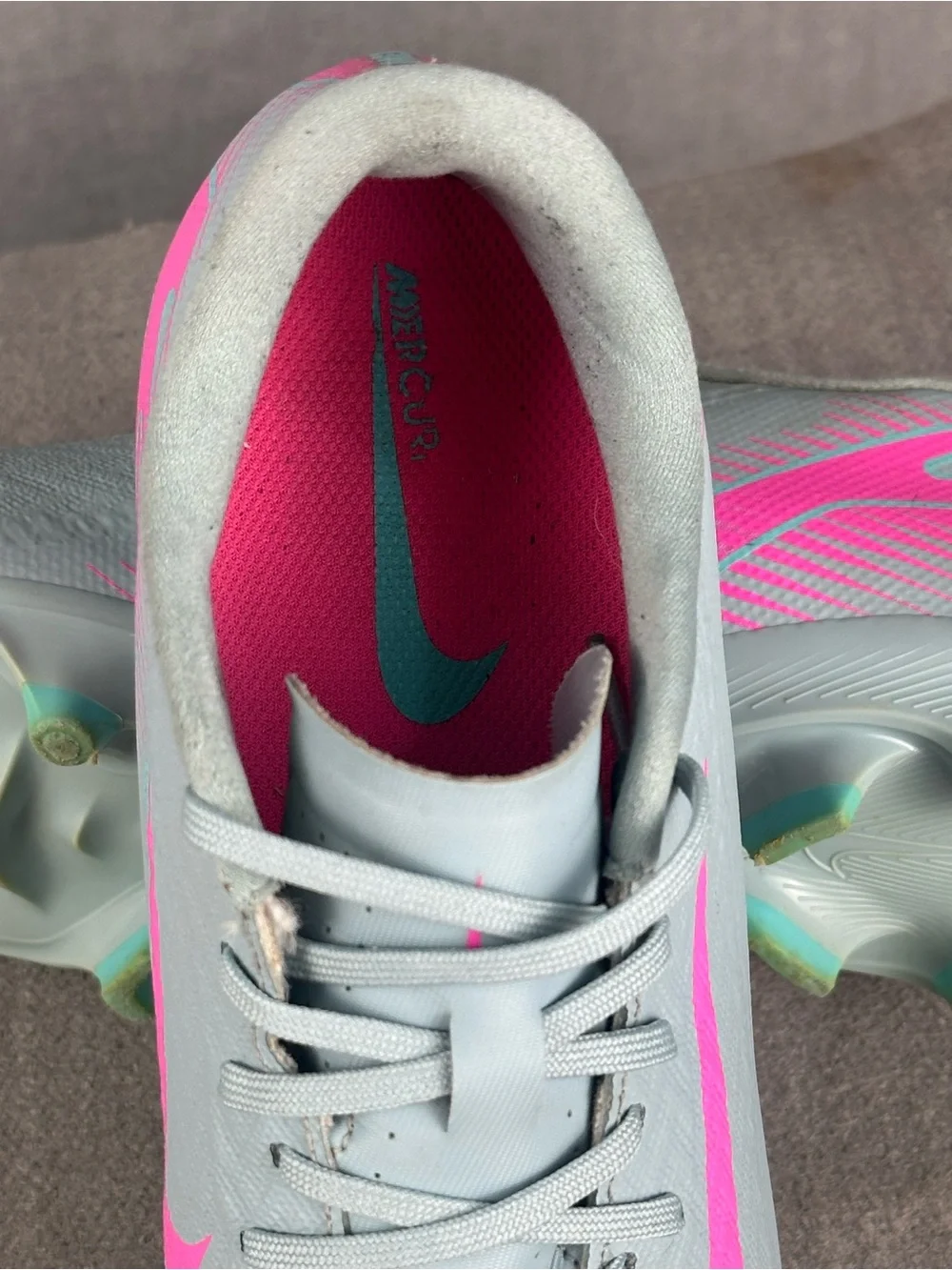 Nike Zoom Vapor 16 Academy FG/MG Ocean /Pink Cleats Unisex US Sz 5.5Y EU 38